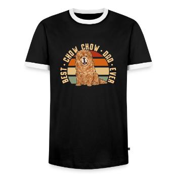 Chow Chow Hund - Männer Kontrast-T-Shirt - Schwarz/Weiß - Vorne - AI Model Female 172 light (172cm) & AI Model Male 178 light (178cm)