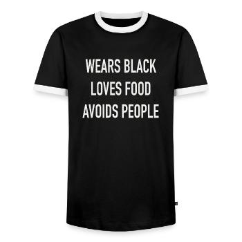Wears black - Männer Kontrast-T-Shirt - Schwarz/Weiß - Vorne - AI Model Female 172 light (172cm) & AI Model Male 178 light (178cm)