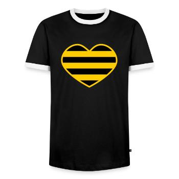 Rodent heart - Men's Ringer Shirt - black/white - Front - AI Model Female 172 light (172cm) & AI Model Male 178 light (178cm)