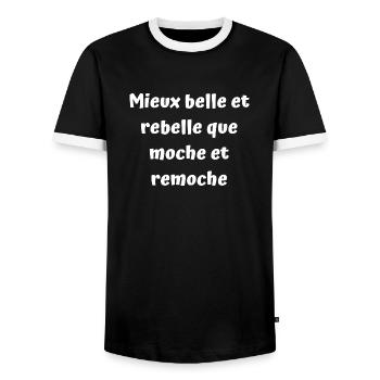 J'ai promis de vous faire rire aujourd'hui - T-shirt contrasté Homme - noir/blanc - Devant - AI Model Female 172 light (172cm) & AI Model Male 178 light (178cm)