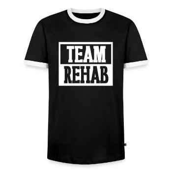 Physiotherapy Physical Therapist PT Massage Rehab - Men's Ringer Shirt - black/white - Front - AI Model Female 172 light (172cm) & AI Model Male 178 light (178cm)