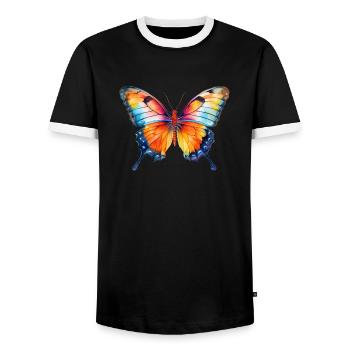 Papillon de printemps - T-shirt contrasté Homme - noir/blanc - Devant - AI Model Female 172 light (172cm) & AI Model Male 178 light (178cm)