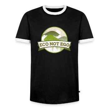 Öko statt Ego - Männer Kontrast-T-Shirt - Schwarz/Weiß - Vorne - AI Model Female 172 light (172cm) & AI Model Male 178 light (178cm)
