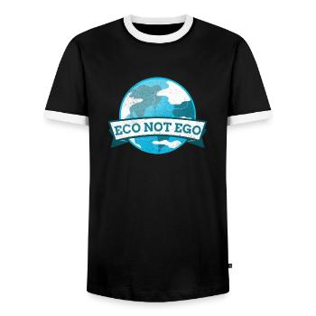 Öko statt Ego - Männer Kontrast-T-Shirt - Schwarz/Weiß - Vorne - AI Model Female 172 light (172cm) & AI Model Male 178 light (178cm)