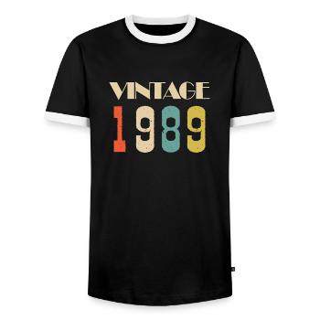 1958 Vintage Édition limitée Cadeau - T-shirt contrasté Homme - noir/blanc - Devant - AI Model Female 172 light (172cm) & AI Model Male 178 light (178cm)
