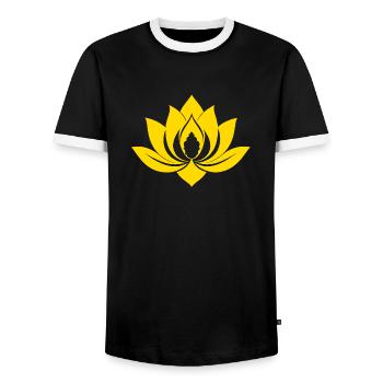 Lotus jaune - T-shirt contrasté Homme - noir/blanc - Devant - AI Model Female 172 light (172cm) & AI Model Male 178 light (178cm)