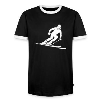ski fahrer - Männer Kontrast-T-Shirt - Schwarz/Weiß - Vorne - AI Model Female 172 light (172cm) & AI Model Male 178 light (178cm)