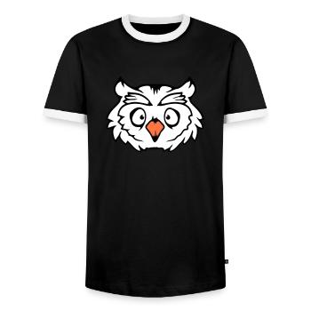 Owl Bird Eagle Owl Night Bird Barn Owl Owl Comic - Men's Ringer Shirt - black/white - Front - AI Model Female 172 light (172cm) & AI Model Male 178 light (178cm)