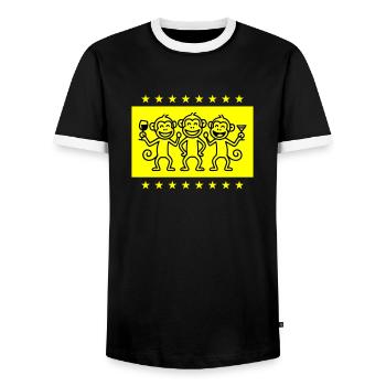 Monkey Party Team Funny - Men's Ringer Shirt - black/white - Front - AI Model Female 172 light (172cm) & AI Model Male 178 light (178cm)