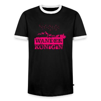 Wanderkönigin Pink - Männer Kontrast-T-Shirt - Schwarz/Weiß - Vorne - AI Model Female 172 light (172cm) & AI Model Male 178 light (178cm)