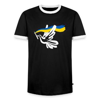 Solidarity and peace for Ukraine - Men's Ringer Shirt - black/white - Front - AI Model Female 172 light (172cm) & AI Model Male 178 light (178cm)