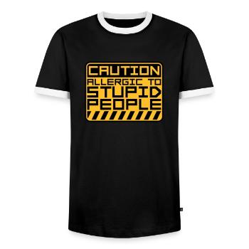 Attention les gens stupides - T-shirt contrasté Homme - noir/blanc - Devant - AI Model Female 172 light (172cm) & AI Model Male 178 light (178cm)