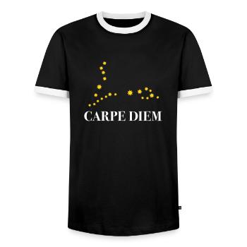 Carpe Diem use the day constellation Pisces Horoscope - Men's Ringer Shirt - black/white - Front - AI Model Female 172 light (172cm) & AI Model Male 178 light (178cm)