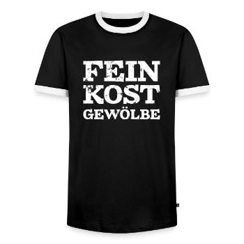 Feinkostgewölbe Dick Dicker Bauch Fett Lustig - Männer Kontrast-T-Shirt - Schwarz/Weiß - Vorne - AI Model Female 172 light (172cm) & AI Model Male 178 light (178cm)