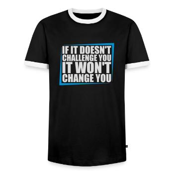 Séance d’entraînement Fitness Motivation Citation - T-shirt contrasté Homme - noir/blanc - Devant - AI Model Female 172 light (172cm) & AI Model Male 178 light (178cm)