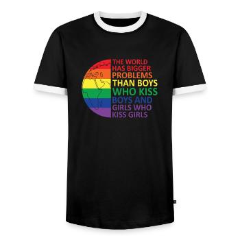 LGBTQ Nonbinary Coloré Rainbow Flag LGBTQ + Pride - T-shirt contrasté Homme - noir/blanc - Devant - AI Model Female 172 light (172cm) & AI Model Male 178 light (178cm)