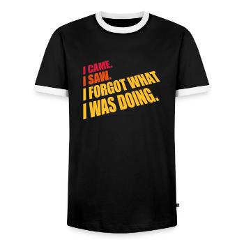 Je suis venu voir oublier - T-shirt contrasté Homme - noir/blanc - Devant - AI Model Female 172 light (172cm) & AI Model Male 178 light (178cm)