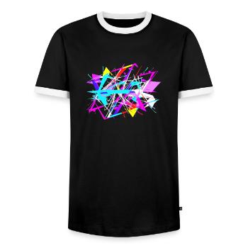 Splash of colors - Men's Ringer Shirt - black/white - Front - AI Model Female 172 light (172cm) & AI Model Male 178 light (178cm)