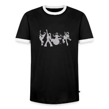 LETS ROCK, ROCK BAND MUSICIAN MUSICAL T SHIRT - Men's Ringer Shirt - black/white - Front - AI Model Female 172 light (172cm) & AI Model Male 178 light (178cm)