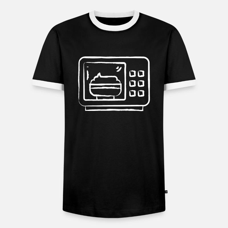 Microwave Hand Drawn - Men's Ringer Shirt - black/white