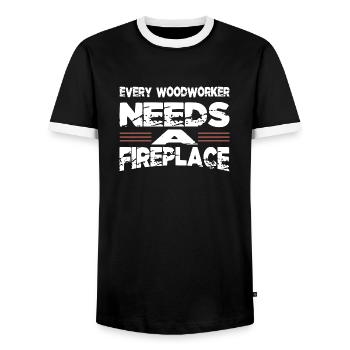 woodcutter felling quote birthday present - Männer Kontrast-T-Shirt - Schwarz/Weiß - Vorne - AI Model Female 172 light (172cm) & AI Model Male 178 light (178cm)