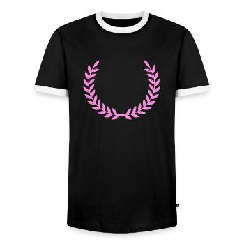 Wreath Pink - Men's Ringer Shirt - black/white - Front - AI Model Female 172 light (172cm) & AI Model Male 178 light (178cm)