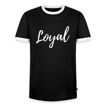 Loyal Loyalität - Männer Kontrast-T-Shirt - Schwarz/Weiß - Vorne - AI Model Female 172 light (172cm) & AI Model Male 178 light (178cm)