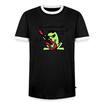 frog_n_roll_072011_a_3c - T-shirt contrasté Homme - noir/blanc - Devant - AI Model Female 172 light (172cm) & AI Model Male 178 light (178cm)