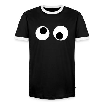 eyes - Men's Ringer Shirt - black/white - Front - AI Model Female 172 light (172cm) & AI Model Male 178 light (178cm)