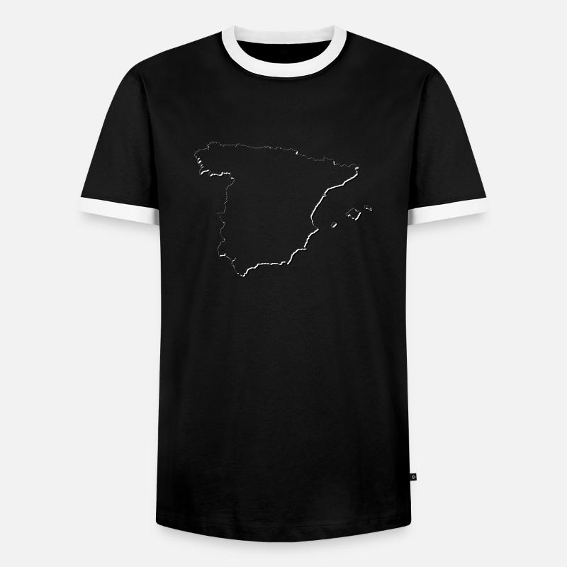 Spain | Map | Shadow - Men's Ringer Shirt - black/white