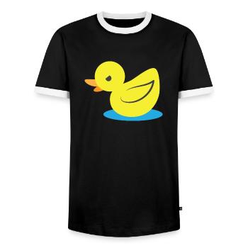 Little angry yellow duck - Men's Ringer Shirt - black/white - Front - AI Model Female 172 light (172cm) & AI Model Male 178 light (178cm)