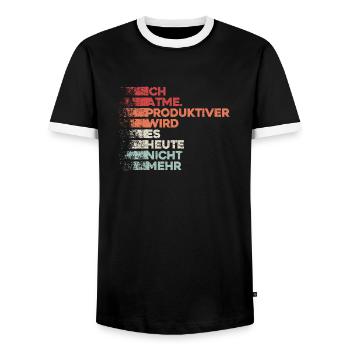 Ich Atme Produktiver Wird Es Nicht Mehr lustiger - Männer Kontrast-T-Shirt - Schwarz/Weiß - Vorne - AI Model Female 172 light (172cm) & AI Model Male 178 light (178cm)