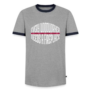 forestry felling woodworking arboriculturist - Men's Ringer Shirt - grey/navy  - Front - AI Model Female 172 light (172cm) & AI Model Male 178 light (178cm)