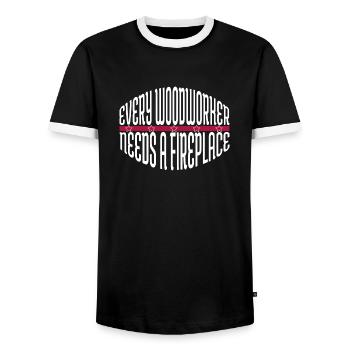 forestry felling woodworking arboriculturist - Men's Ringer Shirt - black/white - Front - AI Model Female 172 light (172cm) & AI Model Male 178 light (178cm)