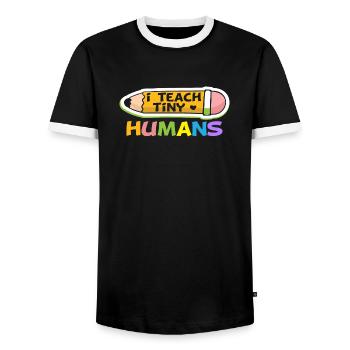 I teach tiny Humans - Männer Kontrast-T-Shirt - Schwarz/Weiß - Vorne - AI Model Female 172 light (172cm) & AI Model Male 178 light (178cm)