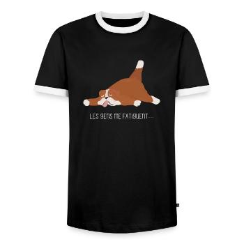 Les gens me fatiguent - T-shirt contrasté Homme - noir/blanc - Devant - AI Model Female 172 light (172cm) & AI Model Male 178 light (178cm)