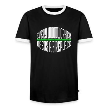 birthday gift tree feller - Men's Ringer Shirt - black/white - Front - AI Model Female 172 light (172cm) & AI Model Male 178 light (178cm)