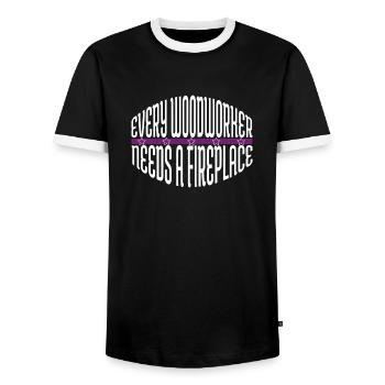 construction carpenter woodcutter - Men's Ringer Shirt - black/white - Front - AI Model Female 172 light (172cm) & AI Model Male 178 light (178cm)