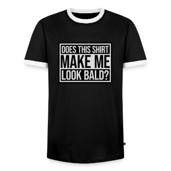 Look chemise chauve citation - T-shirt contrasté Homme - noir/blanc - Devant - AI Model Female 172 light (172cm) & AI Model Male 178 light (178cm)