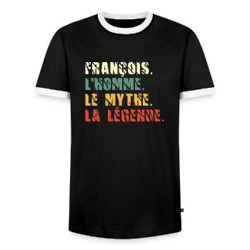 François l homme le mythe la légende - T-shirt contrasté Homme - noir/blanc - Devant - AI Model Female 172 light (172cm) & AI Model Male 178 light (178cm)