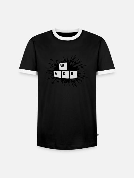 Keyboard Keys Gamer WASD - Men's Ringer Shirt - black/white
