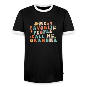 My Favorite People Call Me Grandma Mother's Day - Men's Ringer Shirt - black/white - Front - AI Model Female 172 light (172cm) & AI Model Male 178 light (178cm)