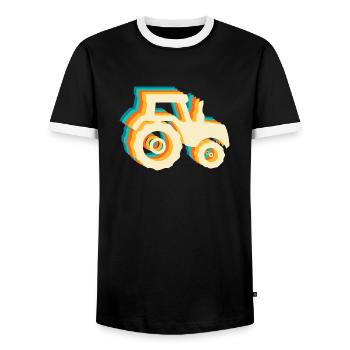 Retro-Traktor - Männer Kontrast-T-Shirt - Schwarz/Weiß - Vorne - AI Model Female 172 light (172cm) & AI Model Male 178 light (178cm)