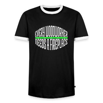 Chop Wood Apprentice Tree Woodcutter Cool Present - Men's Ringer Shirt - black/white - Front - AI Model Female 172 light (172cm) & AI Model Male 178 light (178cm)