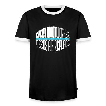 Menuisier Bûcheron - T-shirt contrasté Homme - noir/blanc - Devant - AI Model Female 172 light (172cm) & AI Model Male 178 light (178cm)