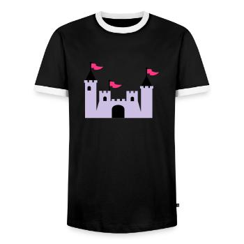 castle - Men's Ringer Shirt - black/white - Front - AI Model Female 172 light (172cm) & AI Model Male 178 light (178cm)