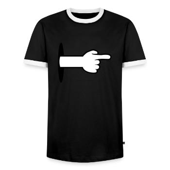trou mur plancher bras main dessin animé - T-shirt contrasté Homme - noir/blanc - Devant - AI Model Female 172 light (172cm) & AI Model Male 178 light (178cm)