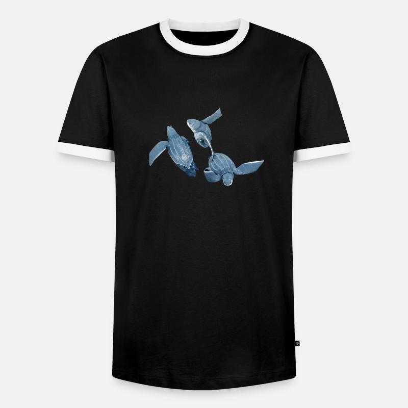 leatherback turtle 2 - Men's Ringer Shirt - black/white
