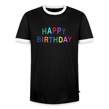 HAPPY BIRTHDAY COLOR - Männer Kontrast-T-Shirt - Schwarz/Weiß - Vorne - AI Model Female 172 light (172cm) & AI Model Male 178 light (178cm)