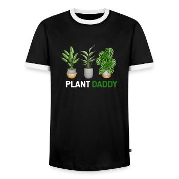Plant Dad Shirt, Plant Daddy, Plant Shirt for Men - Men's Ringer Shirt - black/white - Front - AI Model Female 172 light (172cm) & AI Model Male 178 light (178cm)